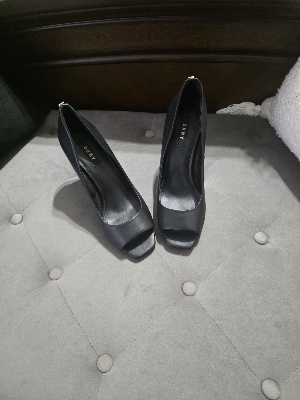 DKNY Black Peep Toe High Heels